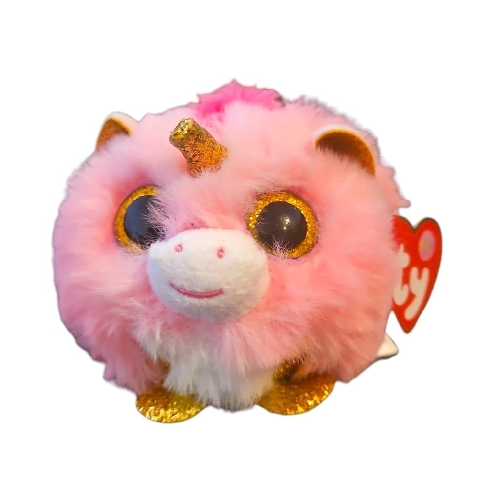 Ty Puffies "Anastasia" Pink and Gold Unicorn Plush, NWT